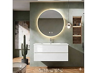 Badkamer meubel set 80cm onderkast lavabo led spiegel glans wit - afbeelding 1 van  1