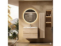 Badkamer meubel set 80cm onderkast lavabo led spiegel licht grijseik - afbeelding 1 van  1