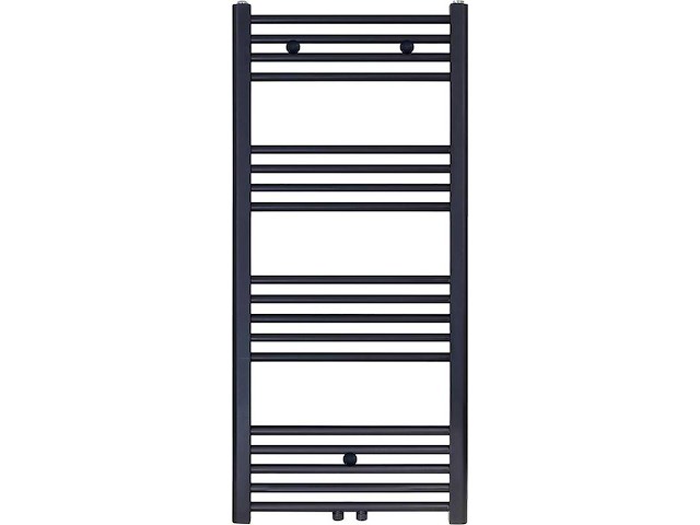 Badkamer radiator 1200x600mm zwart mat geborsteld – middenaansluiting – 616w - afbeelding 1 van  2