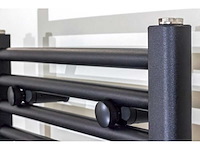 Badkamer radiator 1200x600mm zwart mat geborsteld – middenaansluiting – 616w - afbeelding 2 van  2