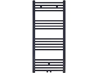 Badkamer radiator 1200x600mm zwart mat geborsteld – middenaansluiting – 616w - afbeelding 1 van  1