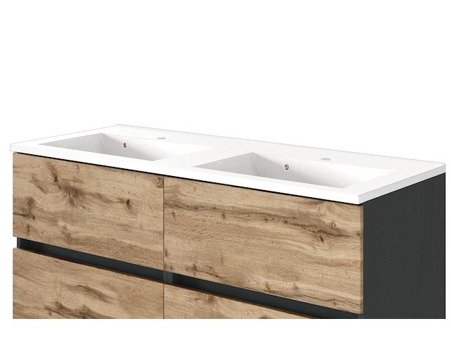 Badkamercombinatie luna 2-delig 120cm - grafiet/eik - afbeelding 1 van  7