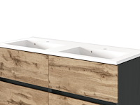 Badkamercombinatie luna 2-delig 120cm - grafiet/eik - afbeelding 1 van  7