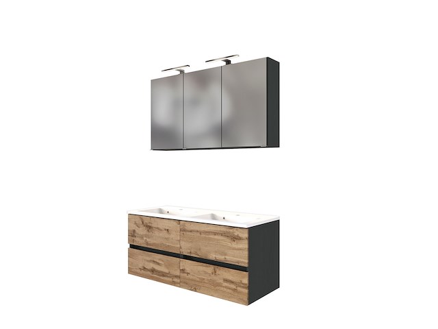 Badkamercombinatie luna 2-delig 120cm - grafiet/eik - afbeelding 3 van  7