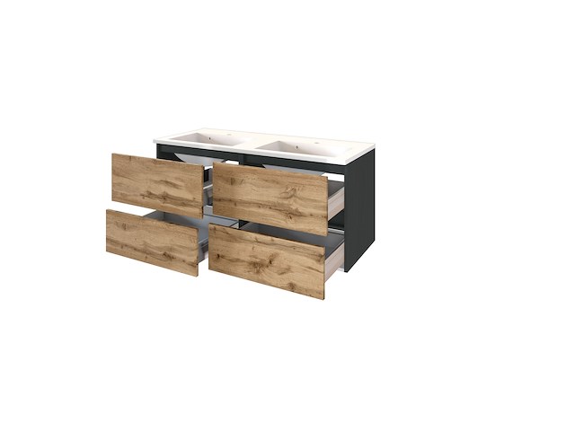 Badkamercombinatie luna 2-delig 120cm - grafiet/eik - afbeelding 5 van  7