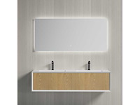 Badkamerkast eikenhout 140cm dubbele + led-spiegel - afbeelding 2 van  4