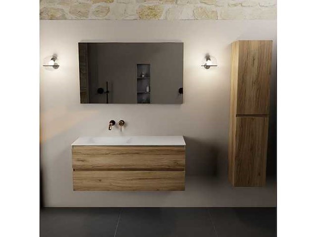 Badkamerkast eikenhout honing 120cm links - afbeelding 6 van  6