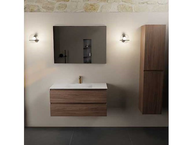 Badkamerkast eikenhout mocha 100cm - afbeelding 4 van  6