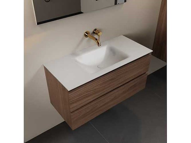 Badkamerkast eikenhout mocha 100cm - afbeelding 4 van  6