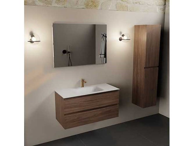 Badkamerkast eikenhout mocha 100cm - afbeelding 3 van  5
