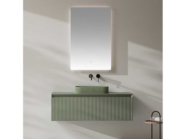 Badkamerkast groen 100cm + led-spiegel - afbeelding 1 van  4