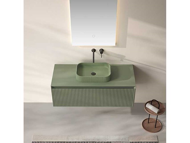 Badkamerkast groen 100cm + led-spiegel - afbeelding 3 van  4