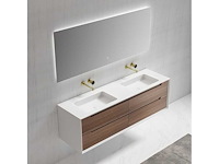 Badkamerkast mocha 140cm dubbele + led-spiegel - afbeelding 1 van  3