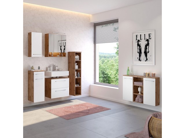 Badkamerkast sefa 90cm 2 deuren - eik/wit - afbeelding 5 van  7