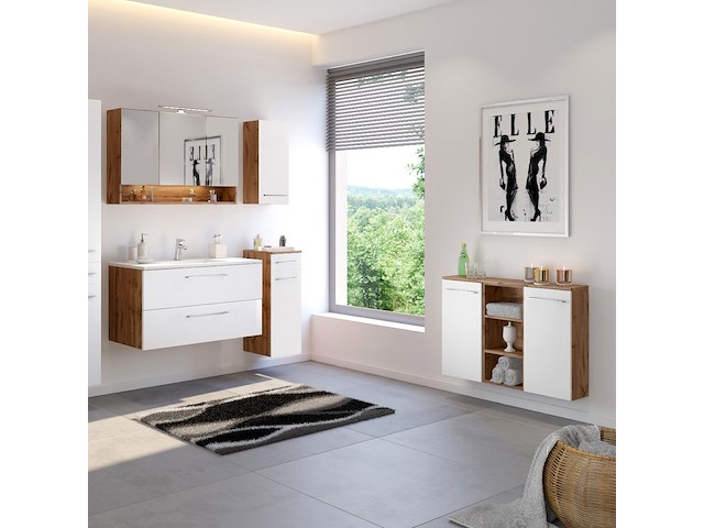 Badkamerkast sefa 90cm 2 deuren - eik/wit - afbeelding 6 van  7