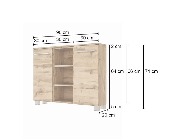 Badkamerkast sefa 90cm 2 deuren - eik/wit - afbeelding 7 van  7