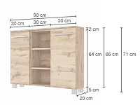 Badkamerkast sefa 90cm 2 deuren - eik/wit - afbeelding 7 van  7