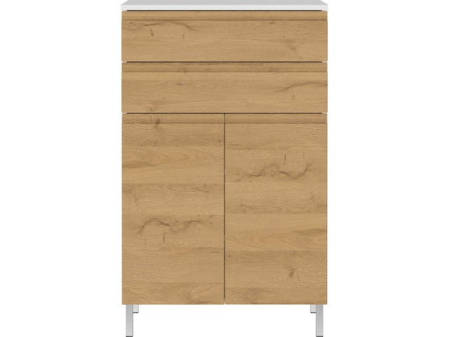 Badkamerkast torres 60cm met 2 deuren & 2 lades - eikdecor/wit - afbeelding 1 van  7