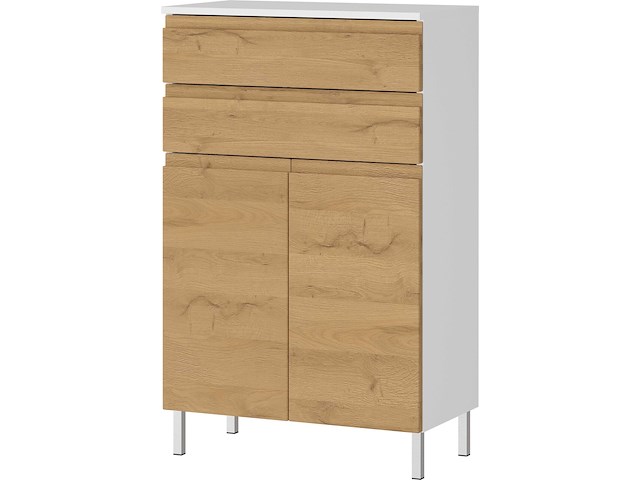 Badkamerkast torres 60cm met 2 deuren & 2 lades - eikdecor/wit - afbeelding 2 van  7