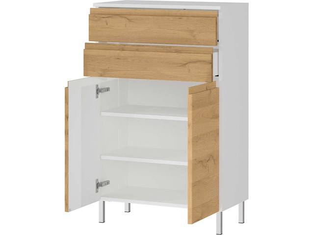 Badkamerkast torres 60cm met 2 deuren & 2 lades - eikdecor/wit - afbeelding 3 van  7