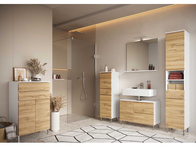 Badkamerkast torres 60cm met 2 deuren & 2 lades - eikdecor/wit - afbeelding 6 van  7