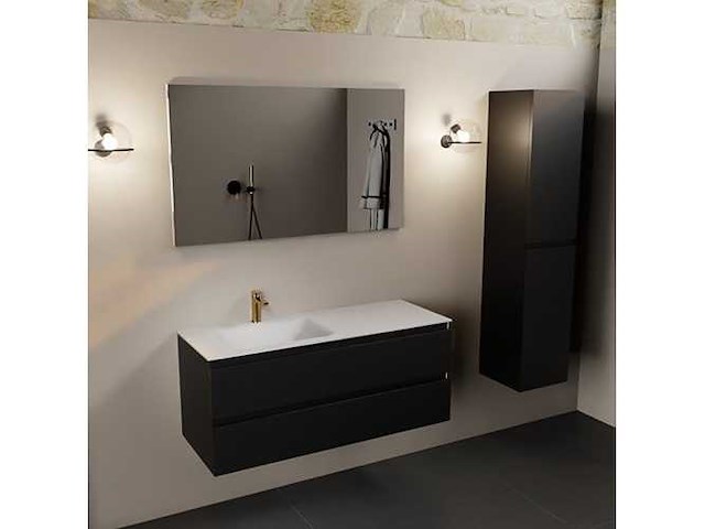 Badkamerkast zwart 120 cm links - afbeelding 6 van  6