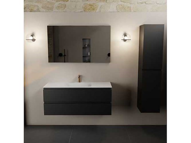 Badkamerkast zwart 120 cm midden - afbeelding 6 van  6