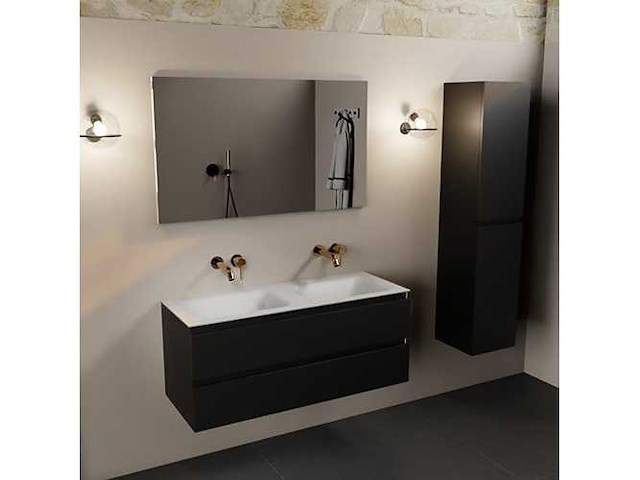 Badkamerkast zwart 120cm dubbel - afbeelding 4 van  6