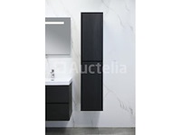 Badkamermeubel 120 cm - donker hout decor + witte dubbele wasbak - incl. kranen - afbeelding 4 van  10
