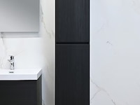 Badkamermeubel 120 cm - donker hout decor + witte dubbele wasbak - incl. kranen - afbeelding 8 van  10