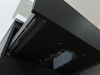 Badkamermeubel 120 cm - donker hout decor + witte dubbele wasbak - incl. kranen - afbeelding 9 van  10