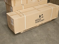 Badkamermeubel 120 cm - donker hout decor + witte dubbele wasbak - incl. kranen - afbeelding 10 van  10