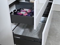 Badkamermeubel 120 cm - hoogglans wit + witte dubbele wasbak - incl. kranen - afbeelding 8 van  9