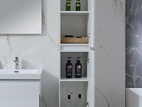Badkamermeubel 120 cm - hoogglans wit + witte dubbele wasbak - incl. kranen - afbeelding 6 van  9