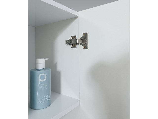 Badkamermeubel 120 cm - hoogglans wit + witte dubbele wasbak - incl. kranen - afbeelding 7 van  9