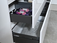 Badkamermeubel 120 cm - hoogglans wit + witte dubbele wasbak - incl. kranen - afbeelding 8 van  9