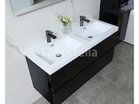 Badkamermeubel 120 cm - hoogglans zwart + witte dubbele wasbak - incl. kranen - afbeelding 6 van  9