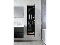Badkamermeubel 120 cm - hoogglans zwart + witte dubbele wasbak - incl. kranen - afbeelding 7 van  9