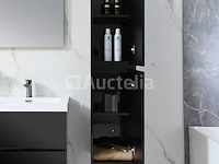 Badkamermeubel 120 cm - hoogglans zwart + witte dubbele wasbak - incl. kranen - afbeelding 4 van  9