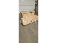 Badkamermeubel 120 cm - licht hout decor + witte dubbele wasbak - incl. kranen - afbeelding 6 van  9
