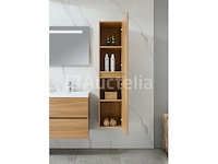 Badkamermeubel 120 cm - licht hout decor + witte dubbele wasbak - incl. kranen - afbeelding 9 van  9