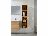 Badkamermeubel 120 cm - licht hout decor + witte dubbele wasbak - incl. kranen - afbeelding 5 van  9