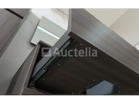 Badkamermeubel 130 cm - donker hout decor + zwarte waskommen - incl. muurkranen - afbeelding 6 van  12