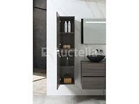 Badkamermeubel 130 cm - donker hout decor + zwarte waskommen - incl. muurkranen - afbeelding 11 van  12