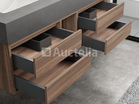 Badkamermeubel 2-persoons - 120 cm - hout decor met grijze wasbak - incl. kranen - afbeelding 4 van  4