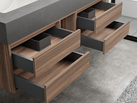 Badkamermeubel 2-persoons - 120 cm - hout decor met grijze wasbak - incl. kranen - afbeelding 4 van  4