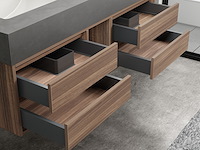 Badkamermeubel 2-persoons - 120 cm - hout decor met grijze wasbak - incl. kranen - afbeelding 4 van  4