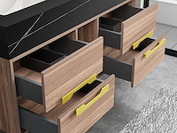 Badkamermeubel 2-persoons - 120 cm - hout decor met zwarte wasbak - incl. kranen - afbeelding 5 van  10