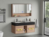 Badkamermeubel 2-persoons - 120 cm - hout decor met zwarte wasbak - incl. kranen - afbeelding 8 van  10