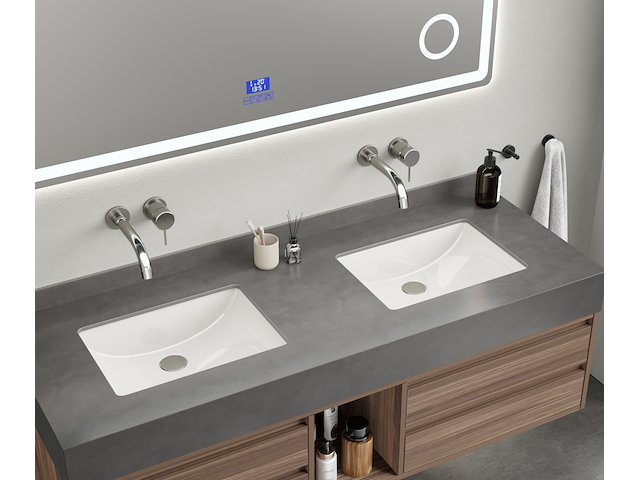 Badkamermeubel 2-persoons - 120 cm - hout decor met zwarte wasbak - incl. kranen - afbeelding 10 van  10